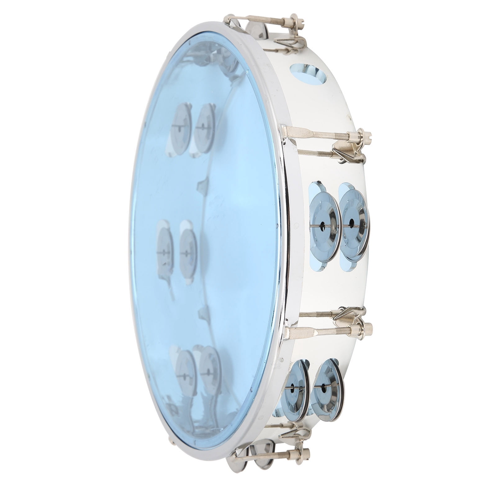10in Hand Tambourine Percussion Instrument Adjustable Double Row Jingles with ABS & Metal for Party Performance Karaoke