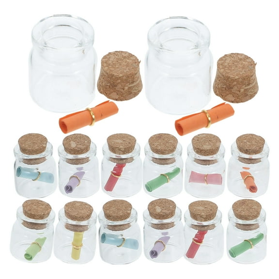 FESTFENDS 24Pcs Small Jars With Cork Lids Glass And Wood Material For Wedding Favors