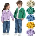 thumbnail image 5 of SGMVNU Toddler Boys Girls Jean Jacket Kids Denim Jacket Long Sleeve Button Top Coat Casual Outerwear, Y2K Jean Jackets for Spring Fall, Beige, 5-6 Years, 5 of 8