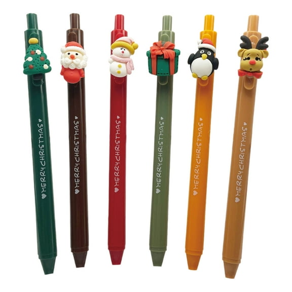 6Pcs Christmas Cartoon Gel Pen Retractable Gel Pen Office Supplies for Student Game Reward Christmas Party Supply