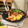 thumbnail image 3 of Grey Medium Korean BBQ Pan, 12.6 Inch Non Stick Round Griddle Tray, 1 Count, Stovetop Grill Plate For Couple Dinner Date, Camping Cookware, Pork Belly Beef Roaster, Portable Travel Skillet, 3 of 3