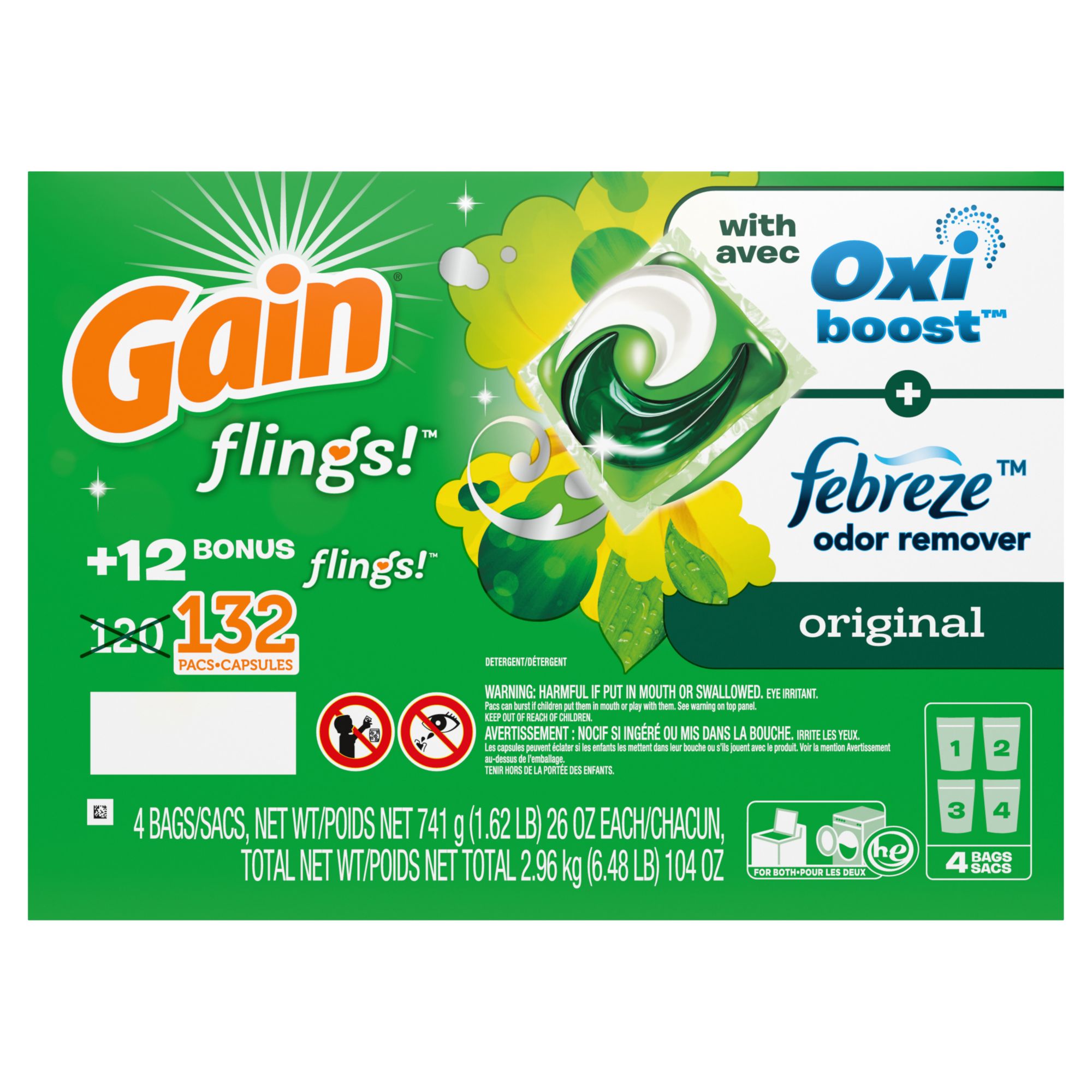 Product of Gain Flings! Original Scent Liquid Laundry Detergent Pacs