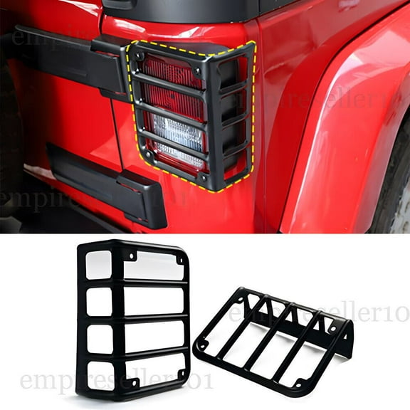 RT-TCZ Pair Tail Light Guard Cover For Jeep Wrangler JK 07-17 Stainless Black