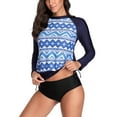thumbnail image 3 of Women's Side Drawstring Rashguard Long Sleeve Swimsuit Upf 50+, 3 of 5