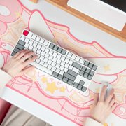 GeekShare Extended Mouse Pad & Wrist Rest Kits Non-Slip Rubber Mouse Mat for working , Gaming Star Wing Pink