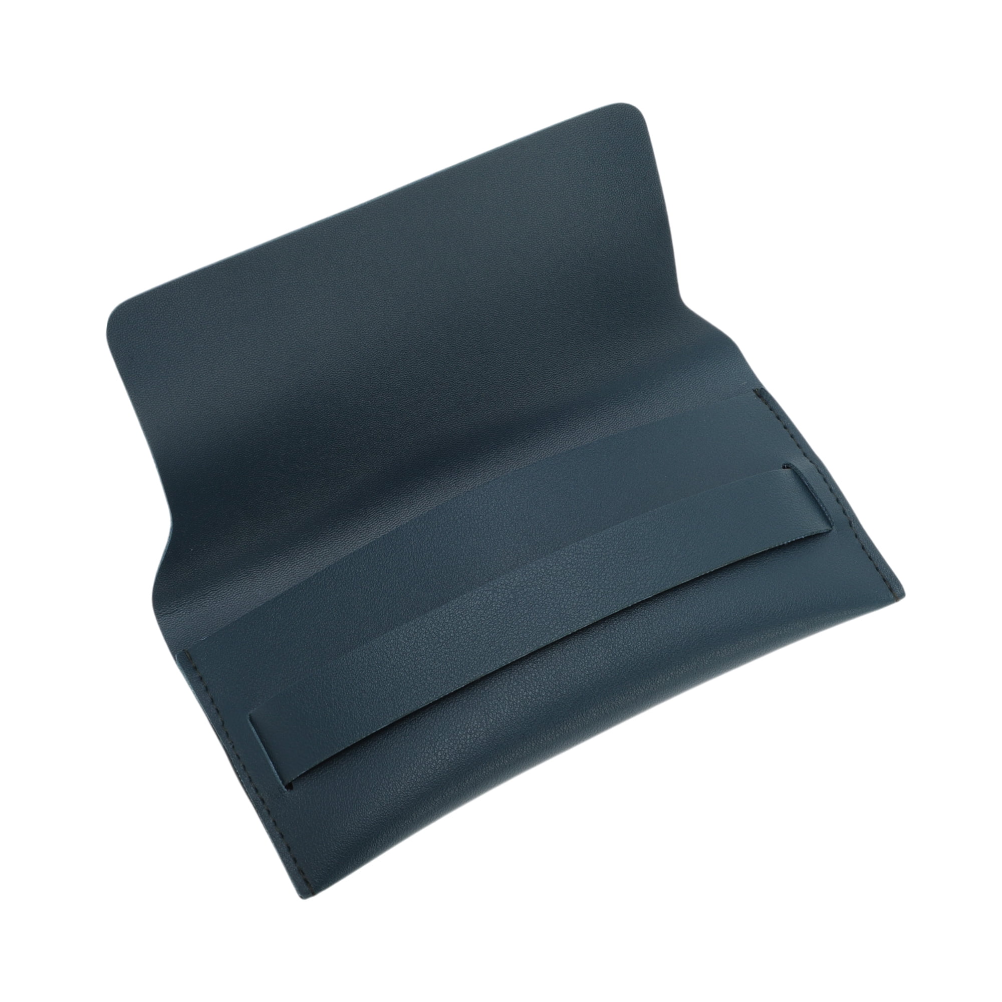 Unique Bargains Double Faux Leather Eyeglasses Case Navy Blue Stylish and Practical