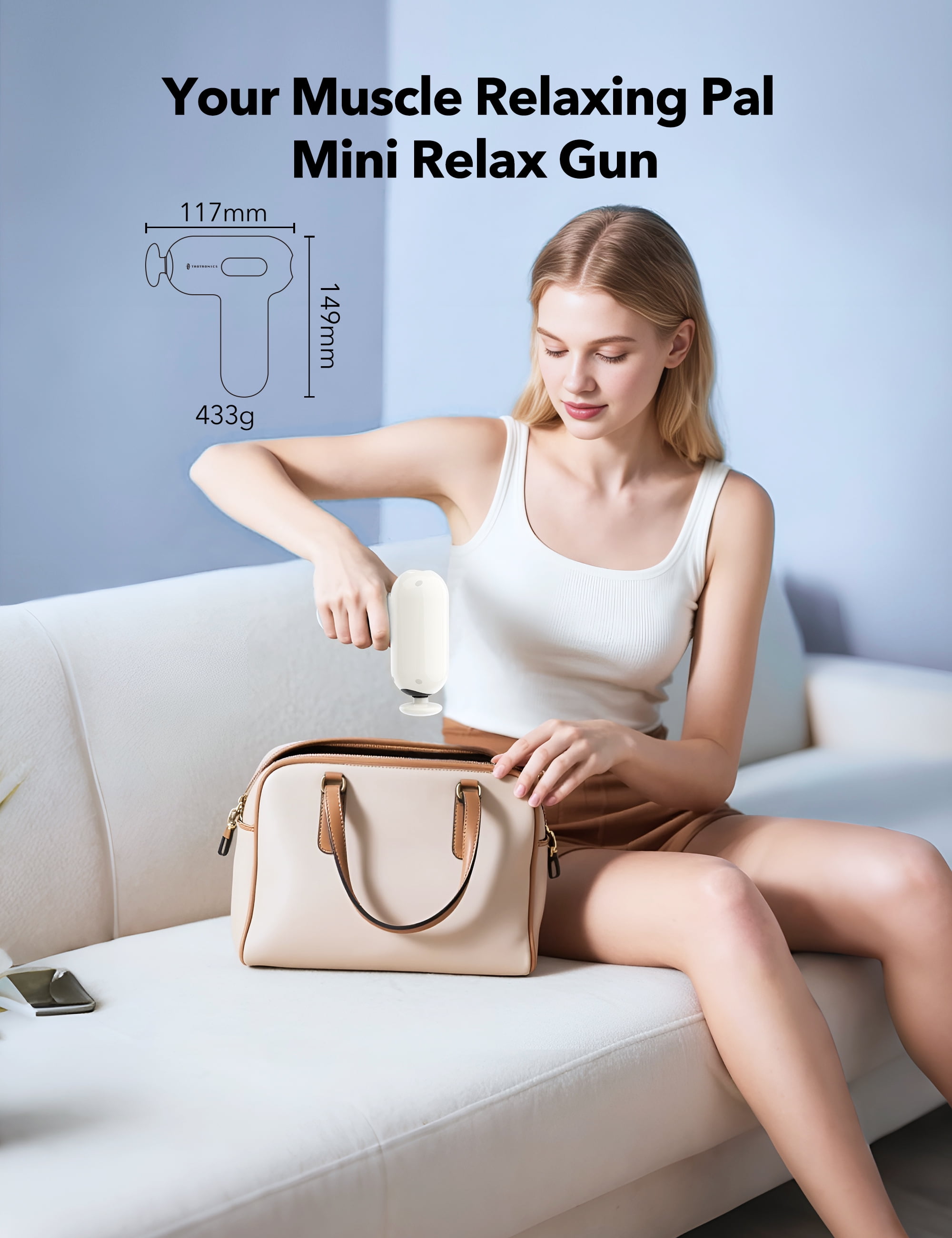 Massage Gun, Deep Tissue Percussion Muscle Massager Handheld Cordless Back Massager with 6 Speeds and 4 Heads(White)
