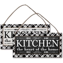 2 Pcs Wooden Kitchen Sign Wall Decor Kitchen Hanging Wall Sign Plaque Rustic Farmhouse Kitchen Wall Decor with Jute Twine