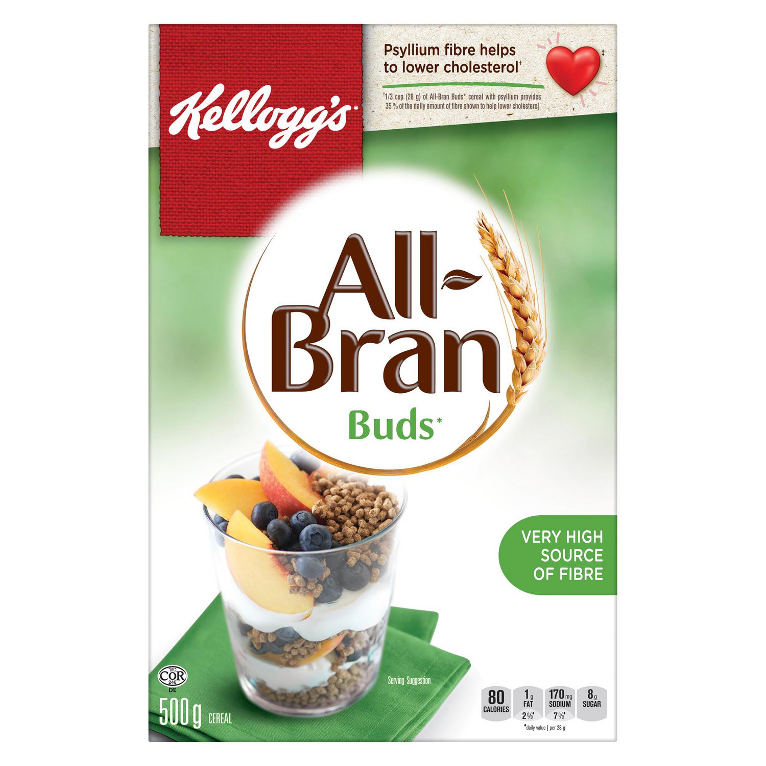 Kellogg's* All-Bran* Buds Cereal, 500g with Psyllium Fibre, Kellogg's* All-Bran* Buds Cereal, 500g