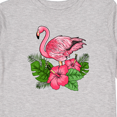 thumbnail image 4 of Inktastic Flamingo with Tropical Flowers Boys or Girls Long Sleeve Toddler T-Shirt, 4 of 5