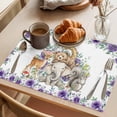 thumbnail image 3 of Cute Animal Rose Placemats Set of 2, Cartoon Bear Elephant Giraffe Deer Purple Flower Non-Slip Place Mats Washable Table Mats for Kitchen Dining Table Decorations Indoor/Outdoor, 3 of 9