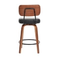 thumbnail image 6 of ClinQ 26 inch Swivel Counter Height Bar Stools Set of 4, Faux Leather Seat with Back, Walnut Bentwood Legs and Metal Footrest, Black, 6 of 11