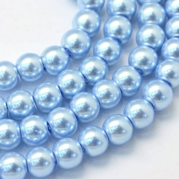 1Strand Baking Painted Pearlized Glass Pearl Round Bead Strands Sky Blue 6~7mm Hole: 1mm about 145pcs/strand 31.4 inch