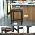 thumbnail image 2 of iSunirm Bar Stools Set of 1, 24 Inch Counter Height Stools Saddle Stool, Soft PU Leather Barstools with Metal Base, 350 LBS Capacity, Industrial Bar Stools for Bar, Dining Room, Kitchen, Brown, 2 of 7