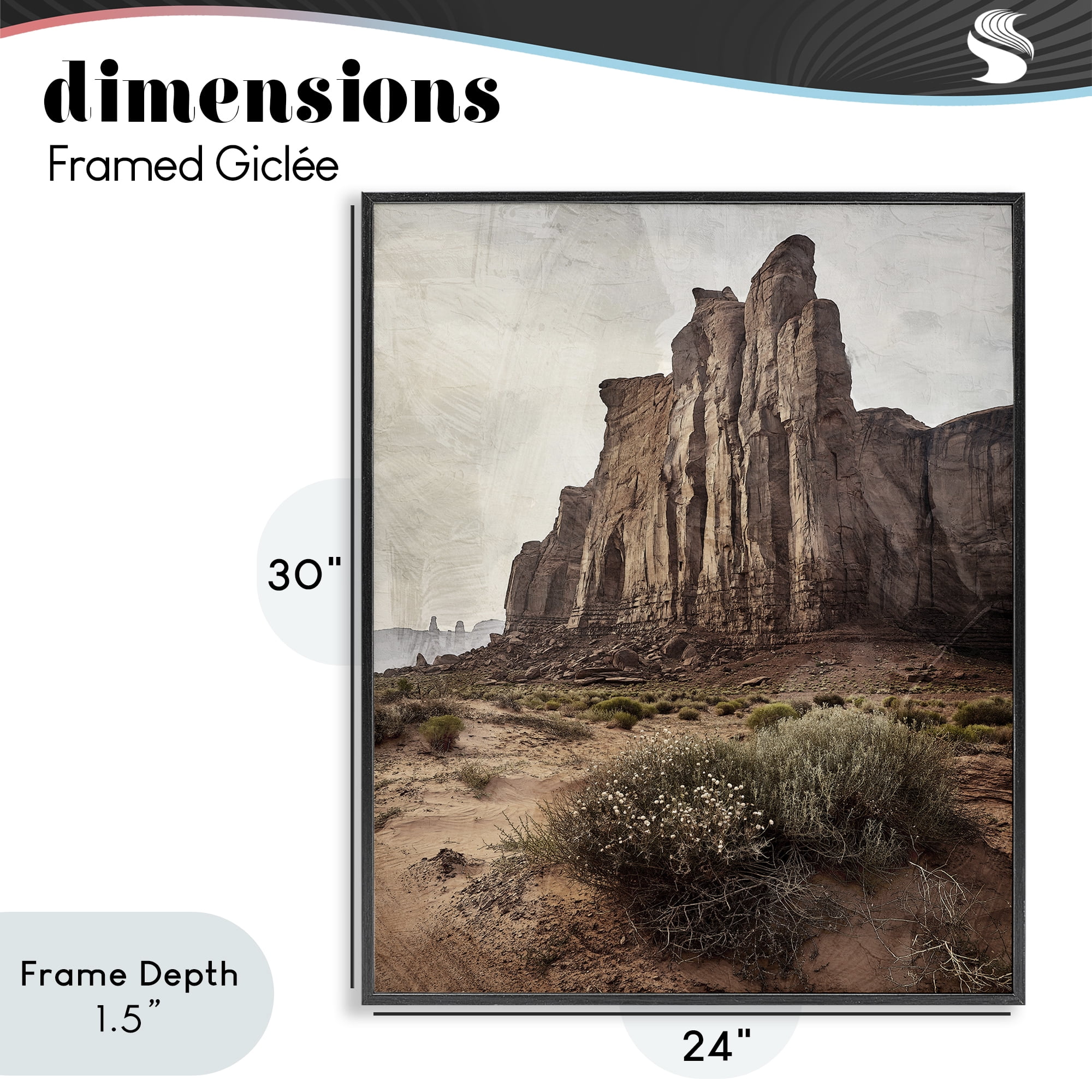 Stupell Industries Desolate Rock View Black Framed Giclee Art, design by Kim Allen