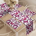 thumbnail image 2 of Ambesonne Butterfly Table Runner & Placemats, Vibrant Watercolor, Placemat 4 pcs + Runner 14"x90", Pink Magenta Black, 2 of 2