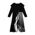 thumbnail image 4 of Abcomgle Girls Maxi Dresses 7-8 Casual Patchwork Ruffle Long Sleeve Girls Long Dresses Striped Crew Neck Sundresses Beach Tiered Dresses with Pockets,11-12 Years Black, 4 of 5