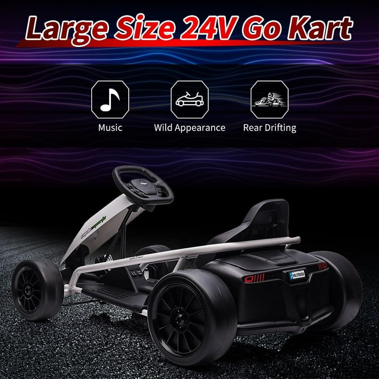 Ride on Go Kart, 24V 9Ah Battery 300W*2 Motors, 8MPH High