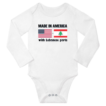

Made in America With Lebanese Parts Baby Long Sleeve Romper (White 6 Months)