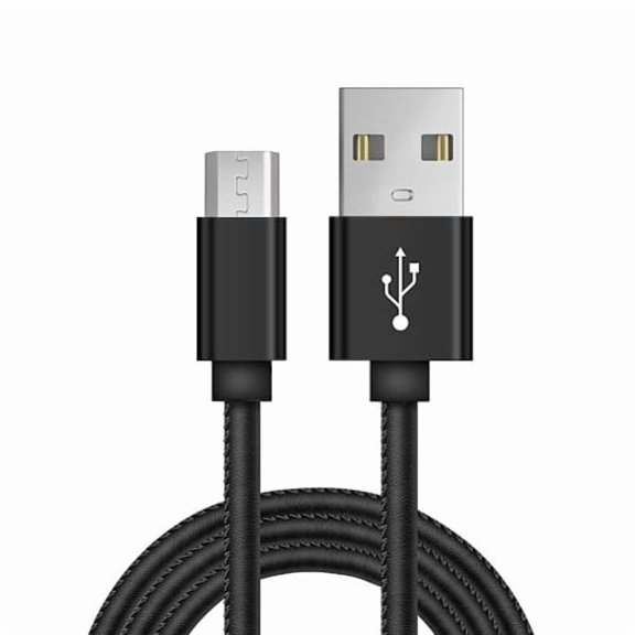 Power Cord 6ft USB Cable for Moto E (2020) - Fast Charge MicroUSB Wire Long Sync Pu Leather Black J1P Compatible With Motorola Moto E (2020)
