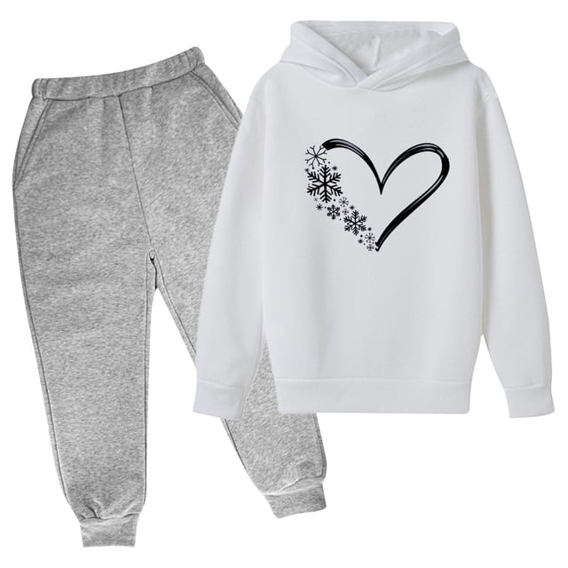 Odeerbi 3-14 Años Niños Niñas San Valentín Conjuntos Amor Impreso Sudaderas Capuchas Pantalones Niños Manga Larga Sudaderas Con Capucha