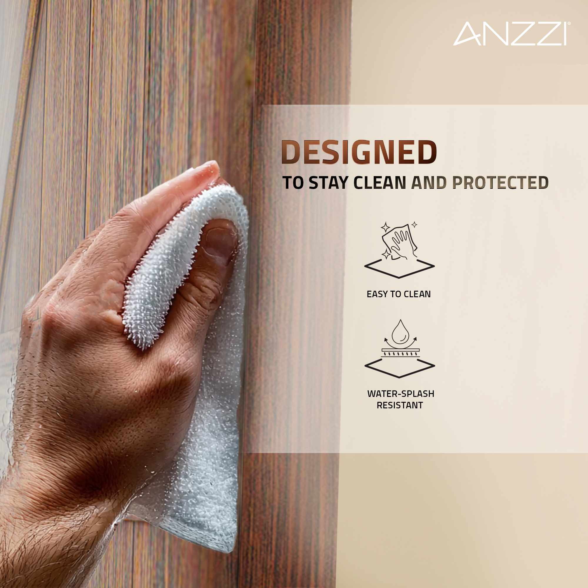 ANZZI Heavy Duty Sturdy Sliding Barn Door - 36x84'' Brown Sliding Wood Single Slide Door - Solid Core MDF + PVC - Knockdown Design - Barn Doors and Hardware Included - Space-Saving Solution