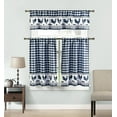 thumbnail image 2 of Plaid Checkered Rooster Kitchen 3 Piece Window Curtain Set Tier & Valance, 2 of 2