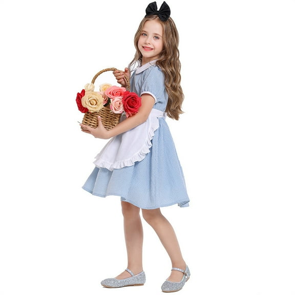 XXWXYD Girls German Bavarian Dirndl Dress Kids O𝐤toberfest with Apron Halloween B𝐞er Festival Pa𝐫𝐭y Outfit Traditional Dress