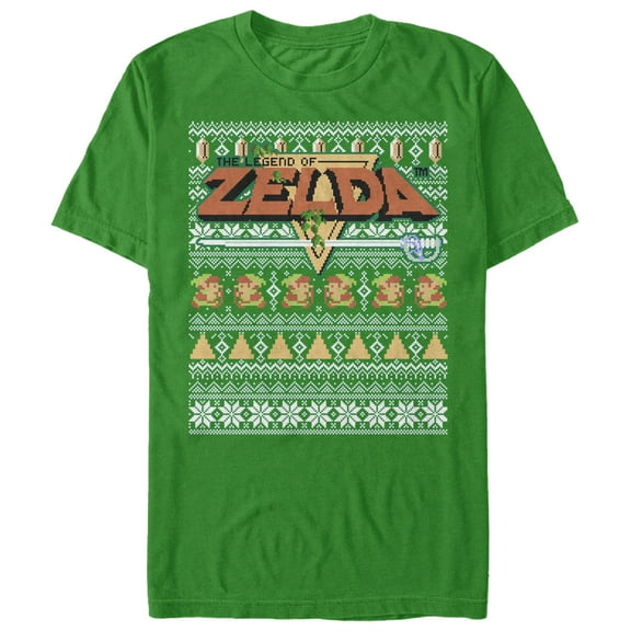 Men's Nintendo Ugly Christmas Legend of Zelda Graphic Tee Kelly Green X Large