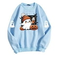 thumbnail image 5 of WEIWEN Halloween Sweaters for Women 2026 Cute Ghost Drinking Coffee Pumpkin Halloween Sweatshirts for Women Long Sleeve Shirts Women's Clothing Fall Outfits Sky Blue, M, 5 of 5