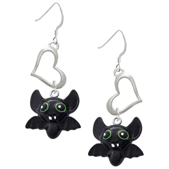 Delight Jewelry Resin Bat Buddy Open Heart French Earrings