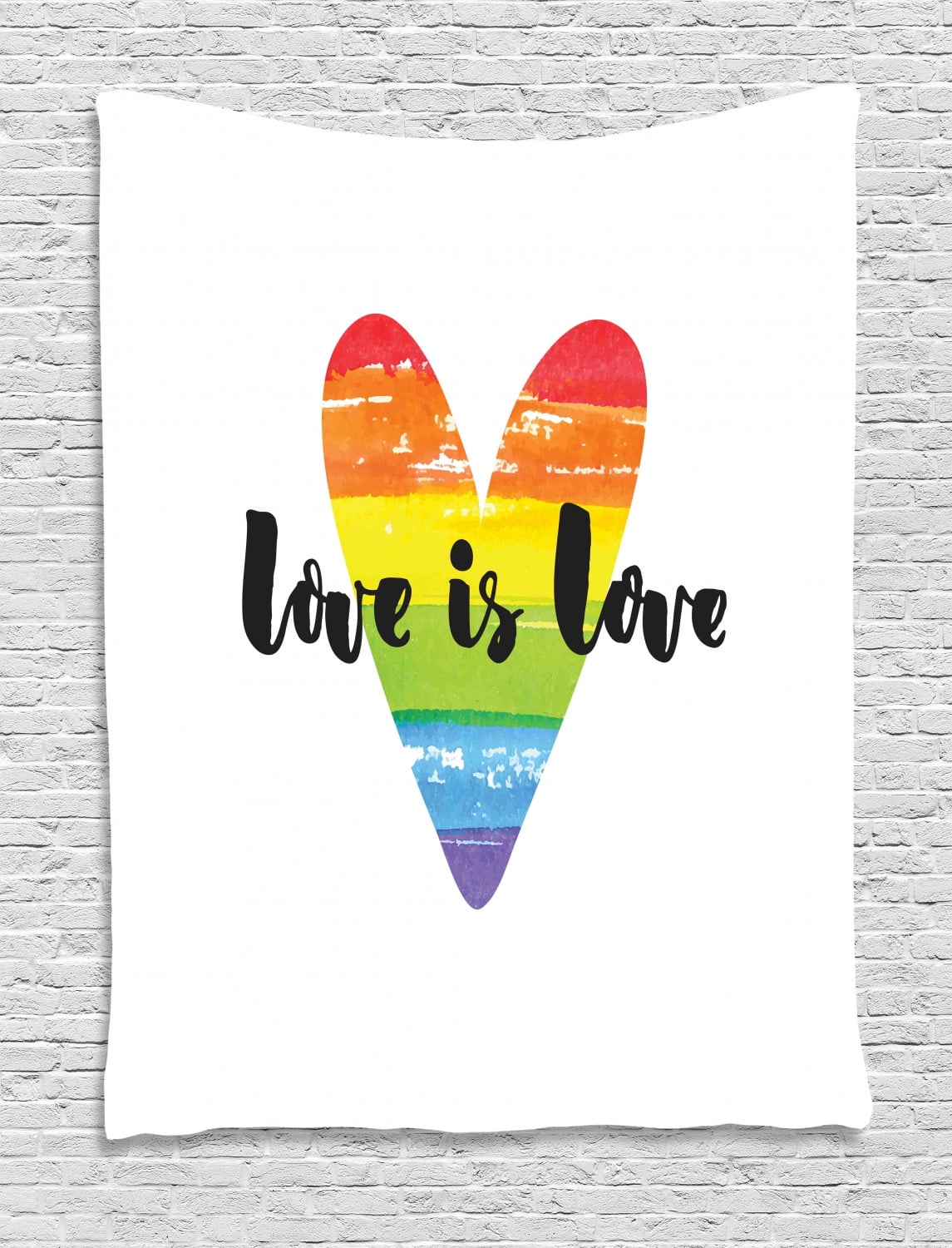 Pride Tapestry Cursive Love Is Love Typography On Watercolor Stroke Rainbow Heart Simplistic Design Wall Hanging For Bedroom Living Room Dorm Decor 40w X 60l Inches Multicolor By Ambesonne Walmart Com