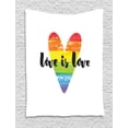 thumbnail image 1 of Pride Tapestry, Cursive Love is Love Typography on Watercolor Stroke Rainbow Heart Simplistic Design, Wall Hanging for Bedroom Living Room Dorm Decor, 60W X 80L Inches, Multicolor, by Ambesonne, 1 of 2