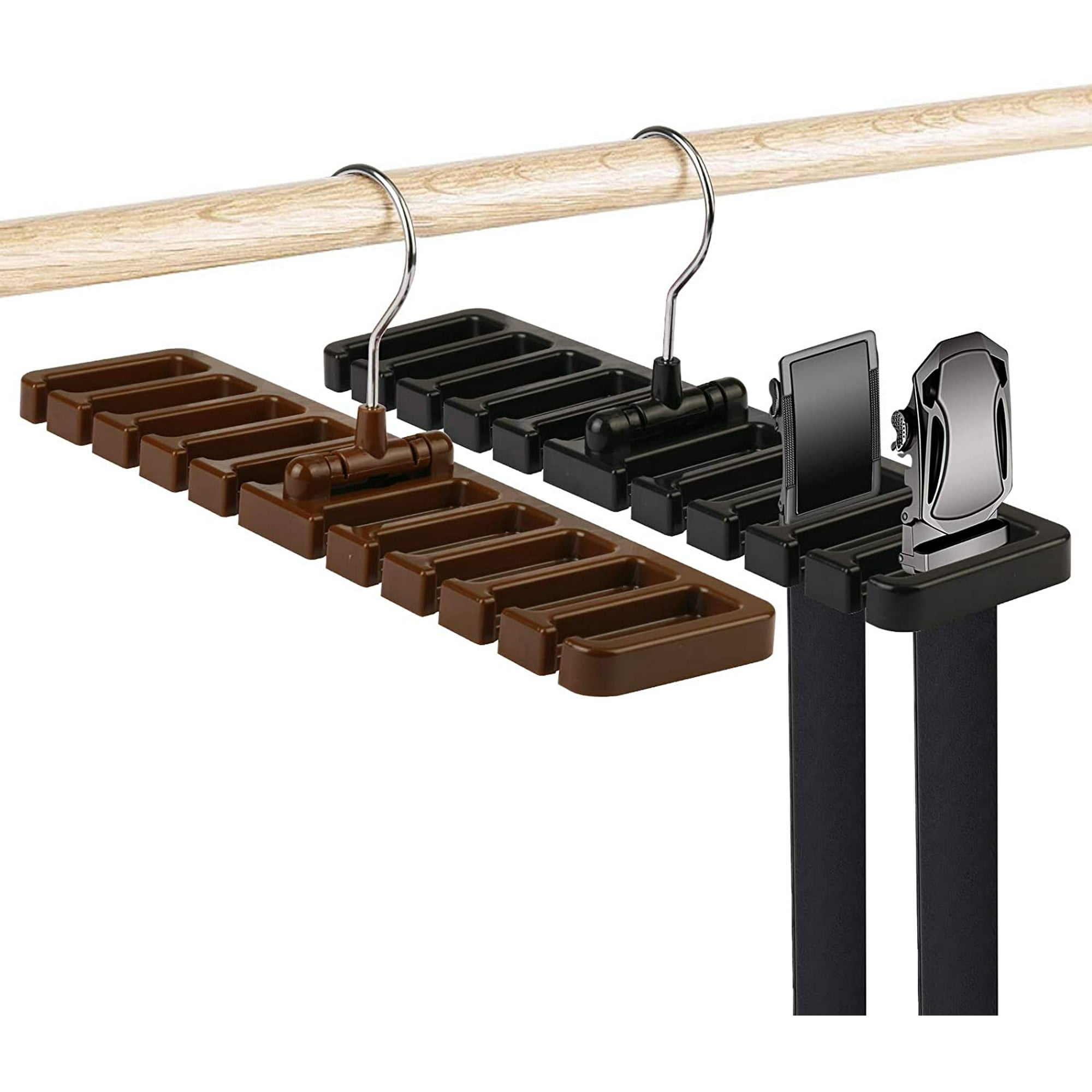 2 Pcs Belt Holder Tie Holder Hanger Belt Storage Dressing Room Hanging Rack with 360 Swivel Hook for Belt Tie Scarves Walmart