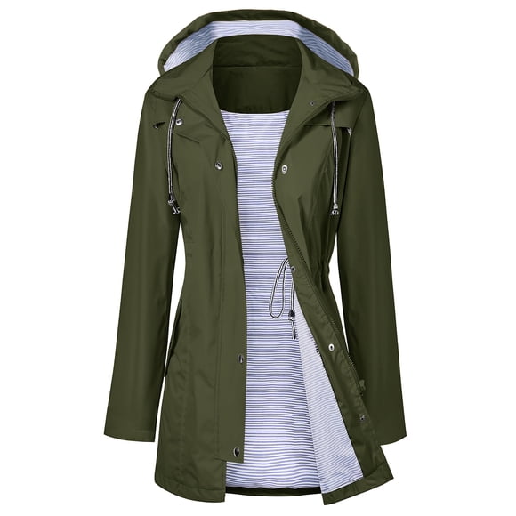Gabardina impermeable LOMON con capucha larga para mujer