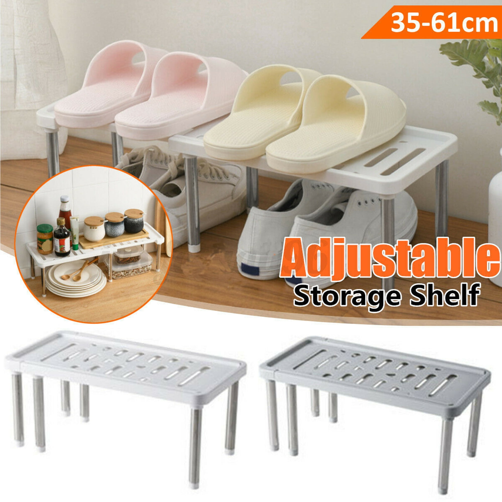 SHCKE Kitchen Storage Shelf Rack Spice Rack Expandable Under Sink Rack Kitchen Counter & Cabinet Shelf Organizer Kitchen Shelves Cabinet Organization Mini Storage Shelf