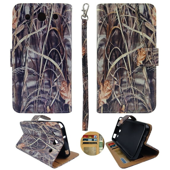 Camo Grass Wallet Folio Case for LG Optimus G Pro E980 Fashion Flip PU Leather Cover Card ID Card Slots & Stand