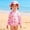 Pink, variant on Amidoa One Piece Girls Swimsuit Long Sleeve Half Zipper Bathing Suit Beach Floral Print Summer Swimwear,Pink,12 Months
