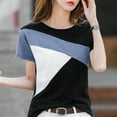 thumbnail image 2 of B91xZ T-Shirts pour Femmes Manches Courtes Col Rond Hauts Décontractés Amples, Bleu m, 2 of 5