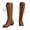 Brown, variant on Women's Leather Knee High Boots Fashion Lace Up Knee Length Combat Booties Block Low Heel Buckle Strap Tall Riding Boots Gray Size 9