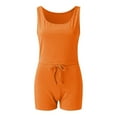 thumbnail image 4 of Wyongtao Women's 3 Piece Sweatsuit Ribbed Open Front Cardigan Crop Tank Tops Shorts Lounge Sets,Orange XL, 4 of 6