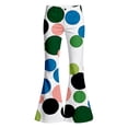 thumbnail image 3 of Girls Pants Size 8 Flare Pants Colorful Big Polka Dot Print High Waist Flare Pants, Retro Stretch Bell Bottom Casual Trousers Back To School Clothes White, 3 of 5
