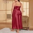 thumbnail image 4 of AHMOMEI Plus Size Satin Silk Nightdress for Women's Sexy Deep V Neck Negligees Long Adjustable Spaghetti Strap Chemise Red 4XL, 4 of 4