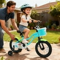 thumbnail image 4 of Costway Vélo pour Enfants 14 Pouces avec Roues Stabilisatrices, Panier, Freins à Main et à Rétropédalage, Selle Réglable Vert, 4 of 9