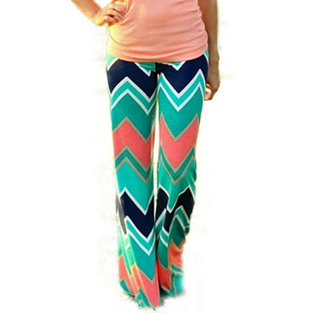 Women's Boho Floral Palazzo Wide Legs Summer Casual Yoga Long Pants