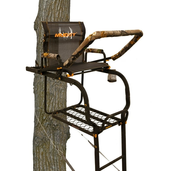 MUDDY ODYSSEY XTL SINGLE (ONE PERSON) 20' LADDER STAND TREESTAND, STEEL, 350LB WEIGHT RATING