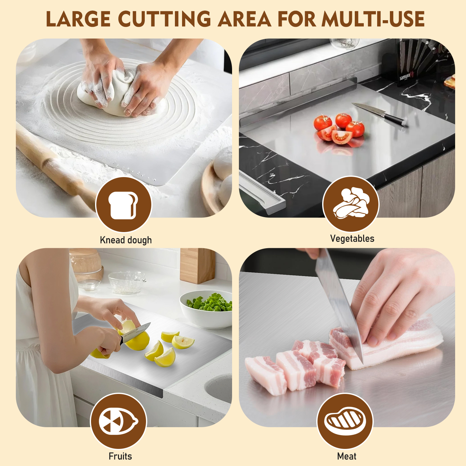 AOKIWO Stainless Steel Cutting Boards, 2-Pack, 19.7 x 15.7 Inch photo 2