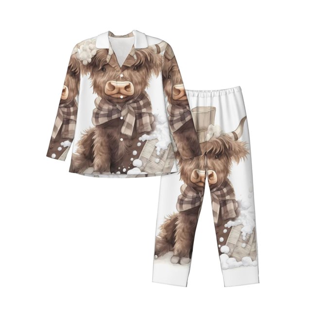 Fotbe C Pijama de Hombre con Estampado de Manga Larga, Conjunto de 2 Piezas, Ropa de Dormir Suave y Cómoda con Bolsillos-Medium
