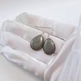thumbnail image 5 of Sterling Silver Pyrite Earrings Long Smooth Teardrop Shape Golden Bronze Color Dangle Briolette Style Spyglass Designs Designed for Adult Women, 5 of 5