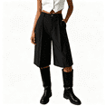thumbnail image 2 of Asgosdo Bermuda Shorts for Women High Waisted Button Knee Length Casual Business Dress Shorts with Pockets, 2 of 6